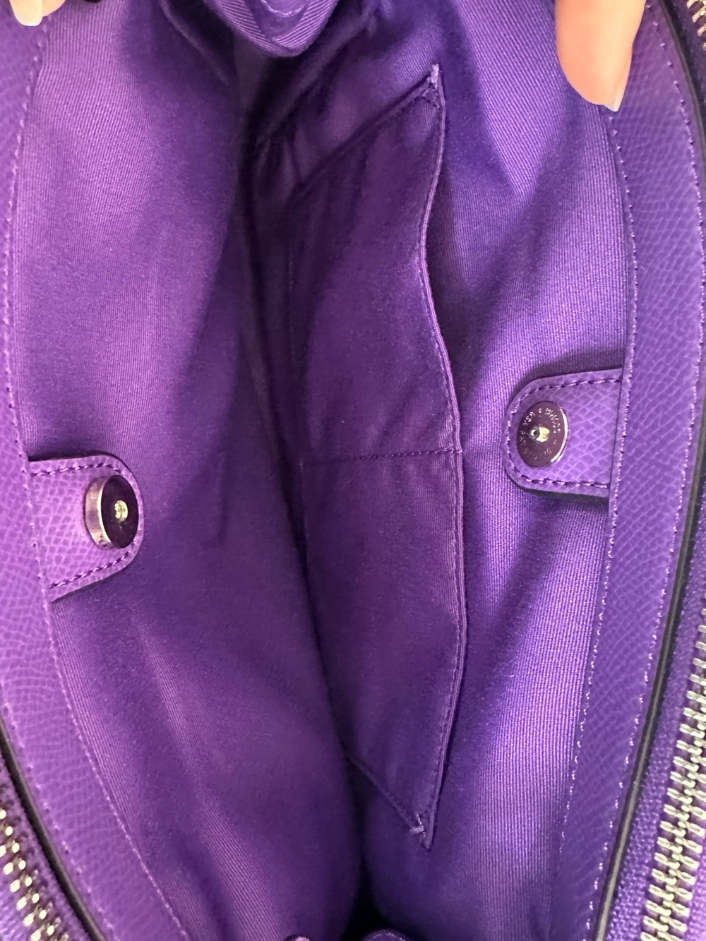 Coach Purple Crossgrain Leather Small Christie Carryall Satchel Bag. F36637 - Picture 15 of 16